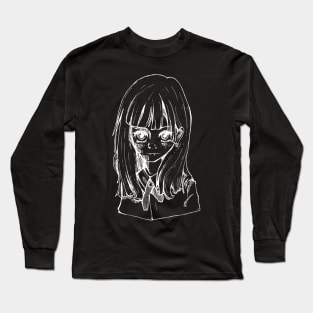 Portrait line art student girl Long Sleeve T-Shirt